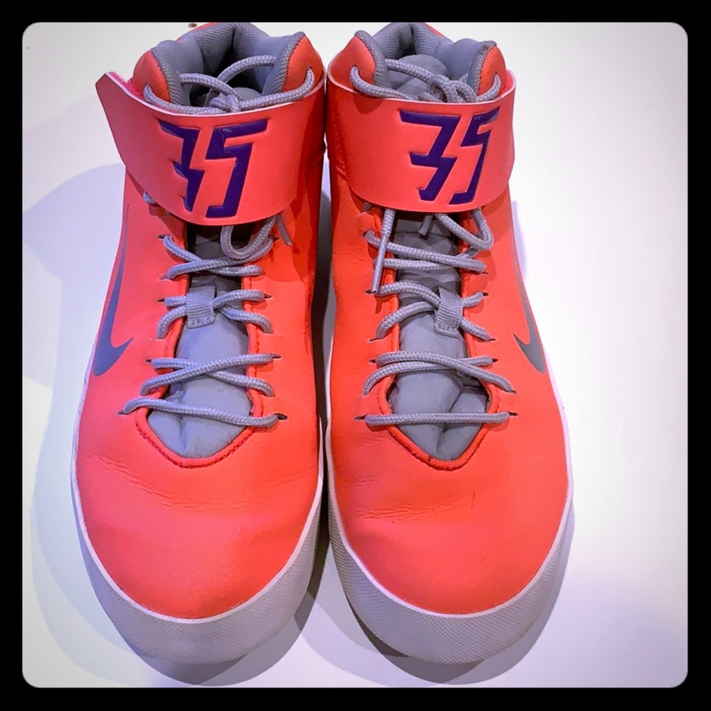 Pink and purple kd shoes